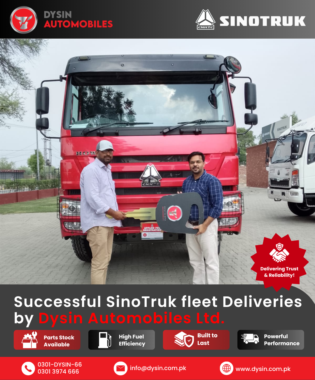 Successful SINOTRUK fleet delivery by Dysin Automobiles Ltd.