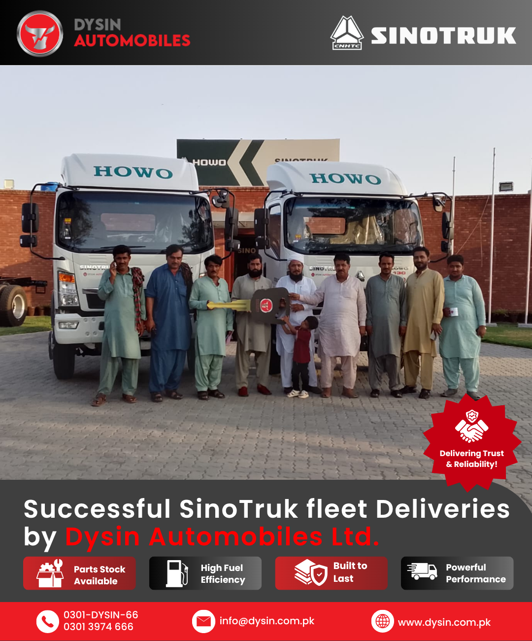 Successful SINOTRUK fleet delivery by Dysin Automobiles Ltd.
